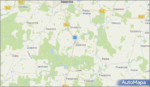 mapa Zielenica, Zielenica gmina Górowo Iławeckie na mapie Targeo